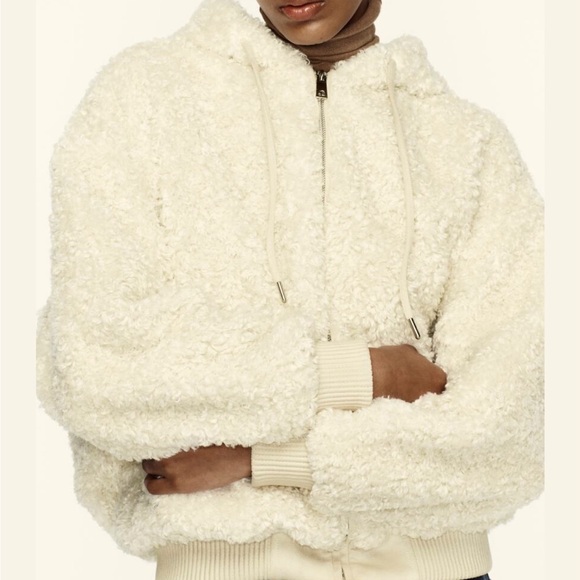 Zara Jackets & Blazers - ZARA. Teddy Fleece Hooded Jacket. Front Zipper, Drawstring. Sz M. Sheerl…